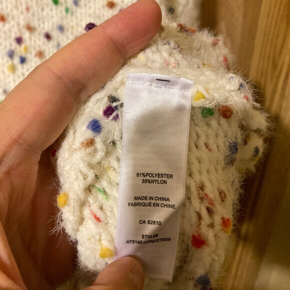 #147 Fuzzy Cowl Neck Sweater with Embroidered Dots, Size Small - Picture 5 of 5